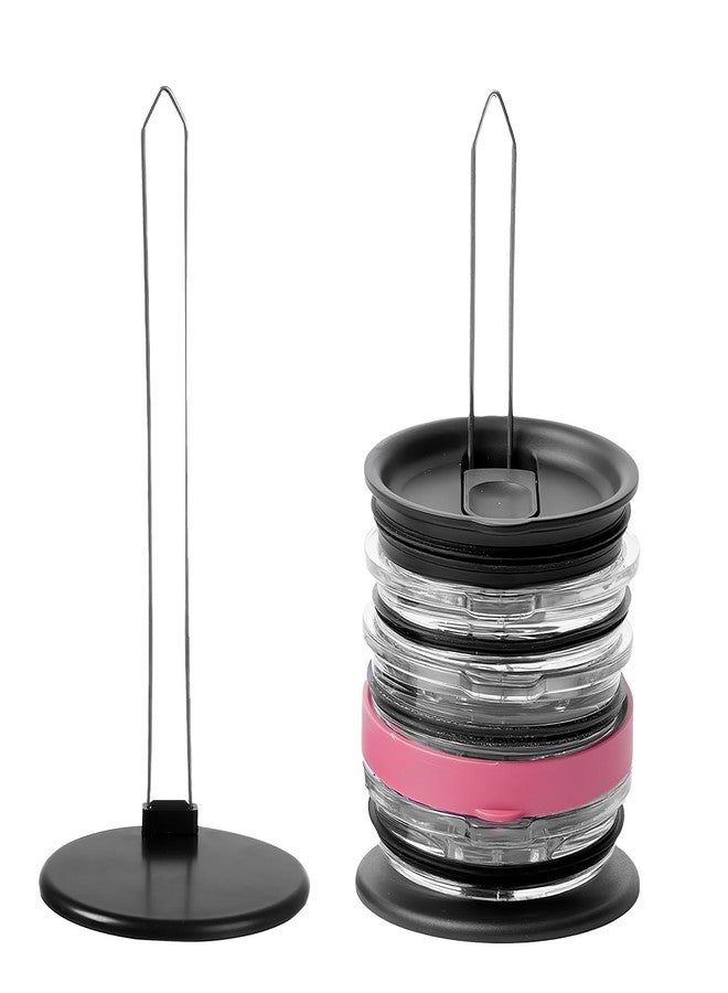 MILAKE 2 Pcs Tumbler Lid Organizer Compatible with Stanley and Yeti Cap Lids, Stackable for Up to 10 Lids, Universal Adjustable Kitchen Accessory, Saving Vertical Storage for Kitchen, Office - Image 1